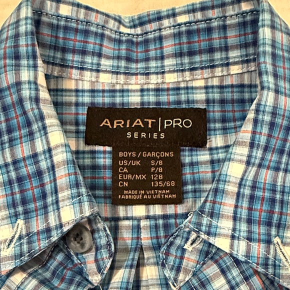 Boys Ariat Blue Button-down Shirt size S (8) - Picture 3 of 5